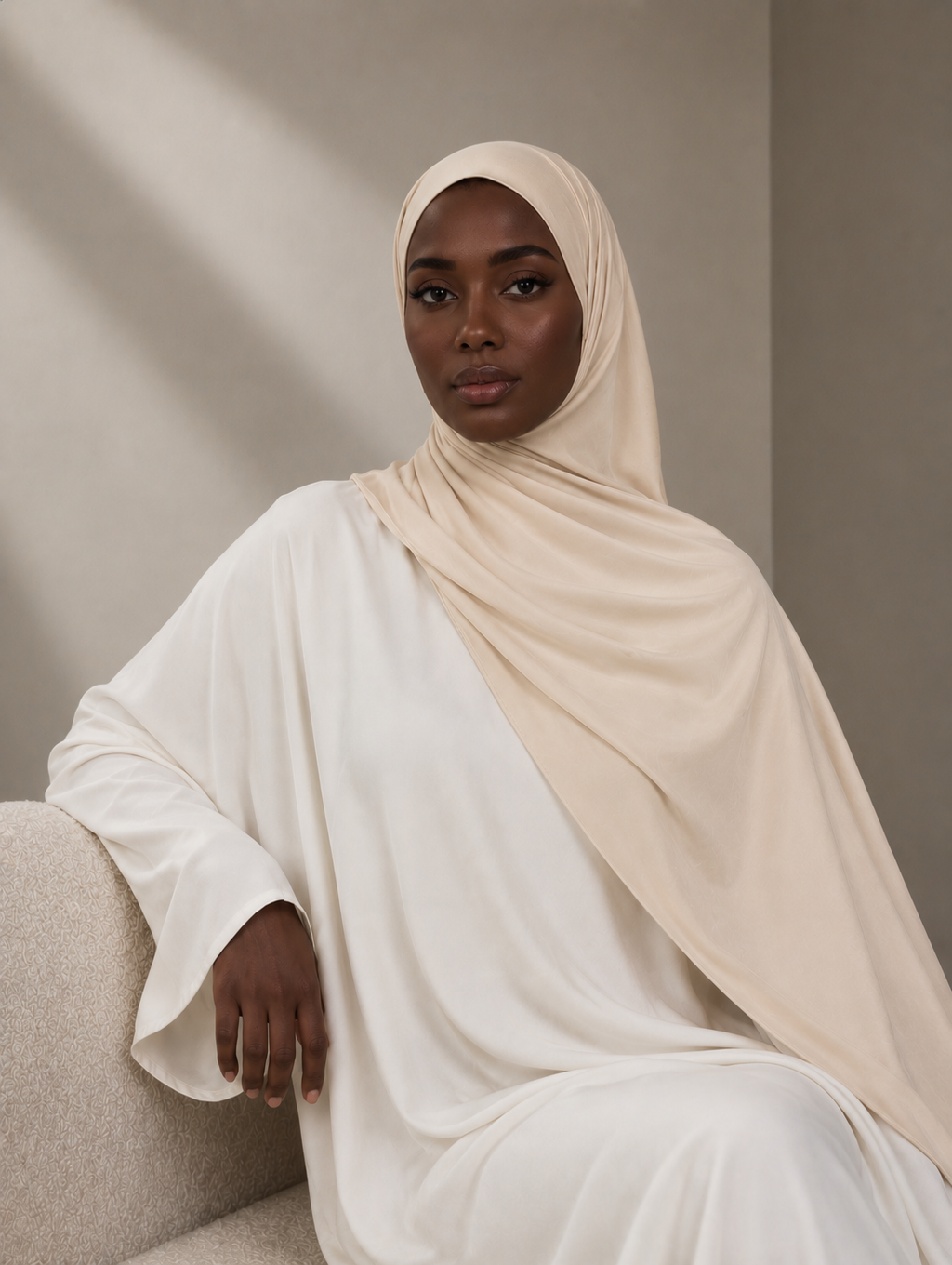 Hijab Jersey Premium mat  - Beige